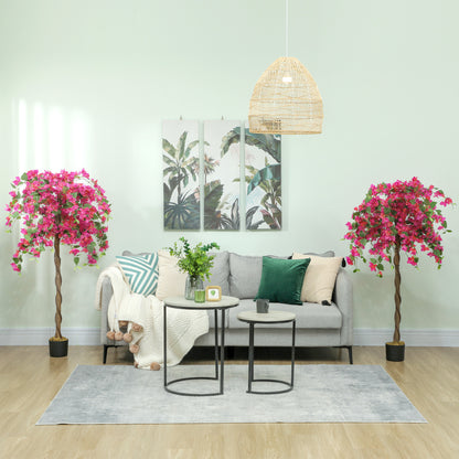 Set of 2 Decorative Artificial Plants Fake Plants Purple and Red