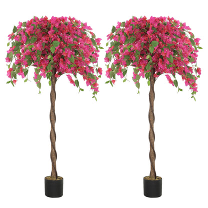 Set of 2 Decorative Artificial Plants Fake Plants Purple and Red