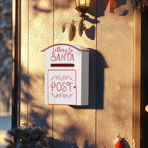 Christmas Post Box Wall Mounted Santa Mailbox for Xmas Decoration