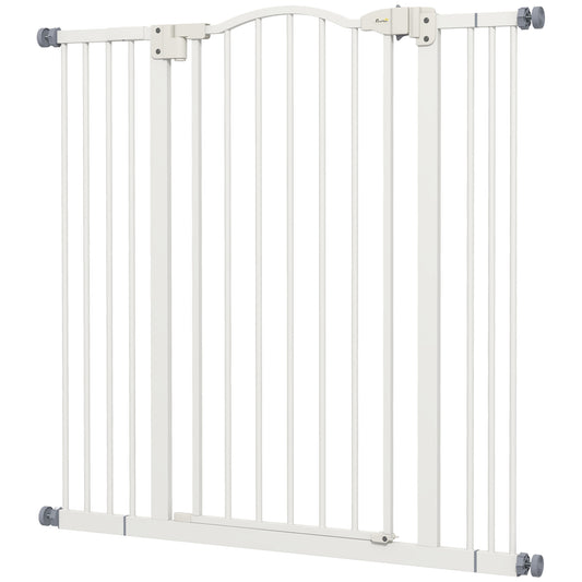 Metal Pet Safety Gate Dog Gate Folding Fence, White