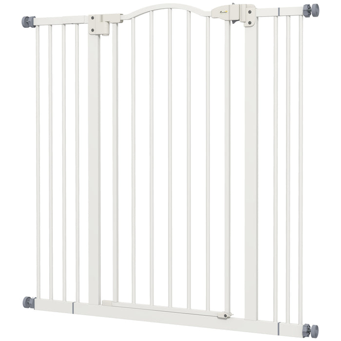 Metal Pet Safety Gate Dog Gate Folding Fence, White