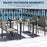 Outdoor Dining Set 5 Pieces Patio Conservatory with Tempered Glass Tabletop,4 Dining Chairs - Mixed Grey