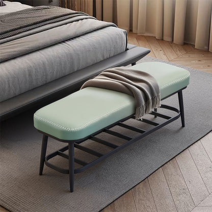 Shoe Bench, PU Leather Shoe Storage Bench for Entryway, Green