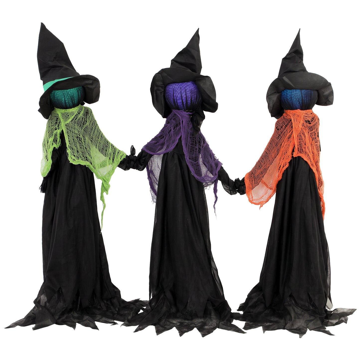 48" Witches Holding Hands Halloween Decoration Light Up Animated Prop