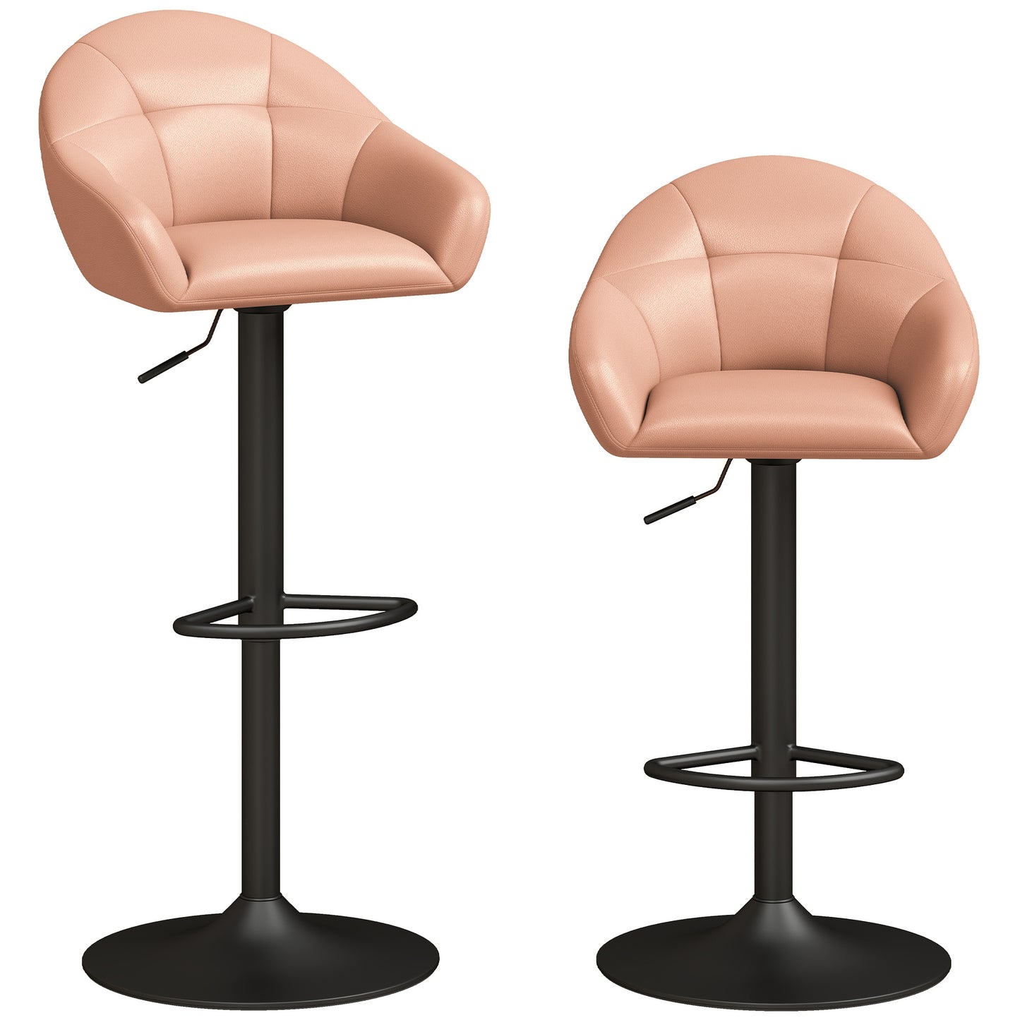 Bar Stools Adjustable Height Backrest Set of 2, Brown