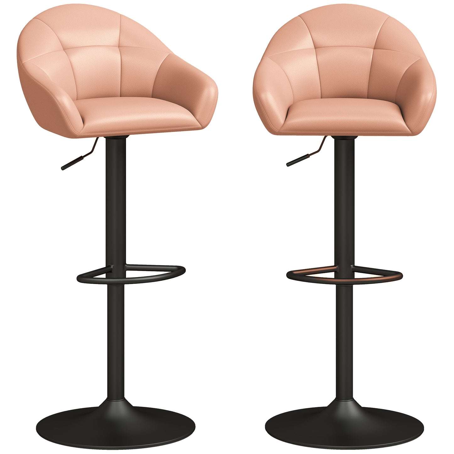 Bar Stools Adjustable Height Backrest Set of 2, Brown