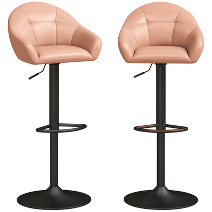 Bar Stools Adjustable Height Backrest Set of 2, Brown