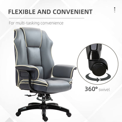 High Back Office Chair with Height Adjustable, Reclining, Grey