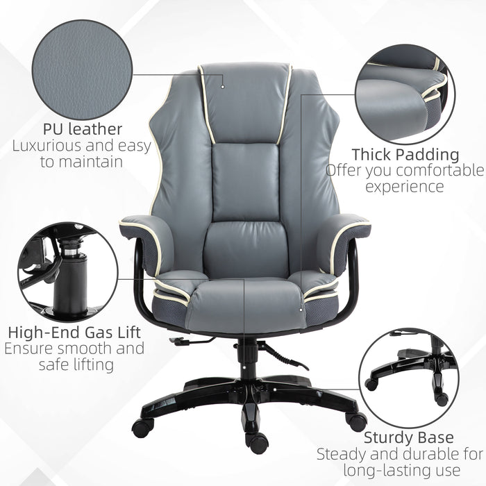 High Back Office Chair with Height Adjustable, Reclining, Grey