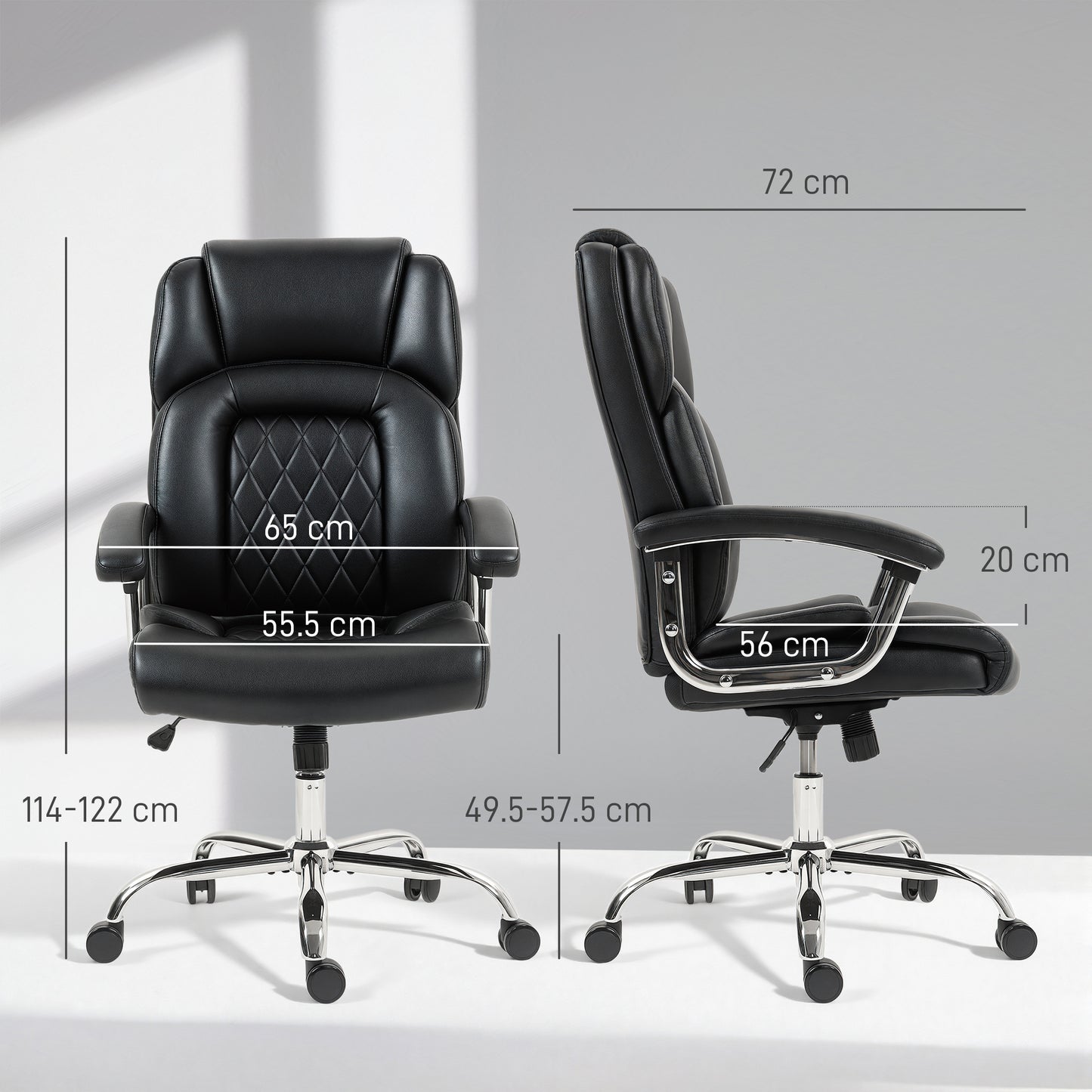 Office Chair 180kg, High Back Desk Chair with Spring Cushion, Black