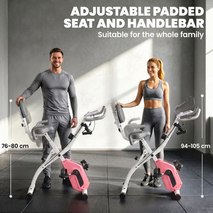 4-In-1 Folding Exercise Bike with Resistance Bands, Pink