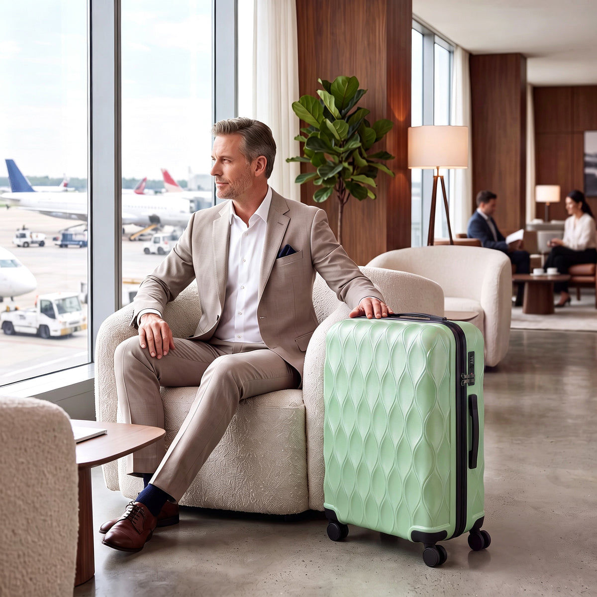 24Inch Suitcase Hard Shell Checked Luggage with TSA Lock, Green