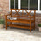 Wooden Garden Bench, 2-Seater Outdoor Bench with Storage Shelf, Backrest, Armrests and Slat Seat for Patio, Lawn, Deck, Carbonized