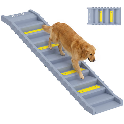 Foldable Dog Ramp for Car, Non-Slip Dog Stairs for SUVs Truck, Grey