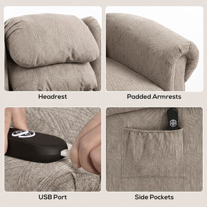 Power Lift Recliner Chair for Elderly with Remote Control, Khaki