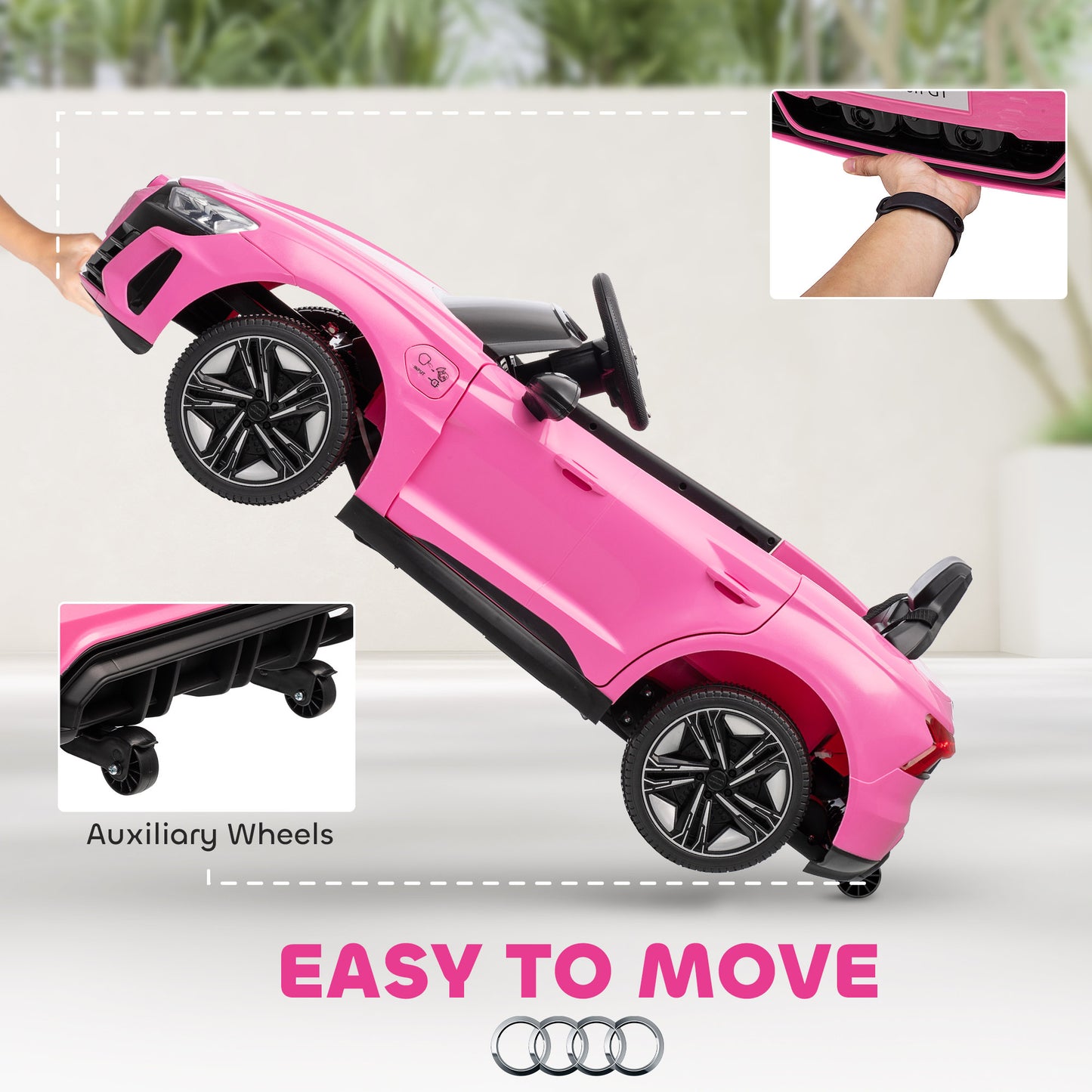 Audi RS e-tron GT Licensed 12V Kids Electric Ride on W/ Remote, Pink