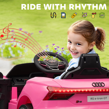 Audi RS e-tron GT Licensed 12V Kids Electric Ride on W/ Remote, Pink