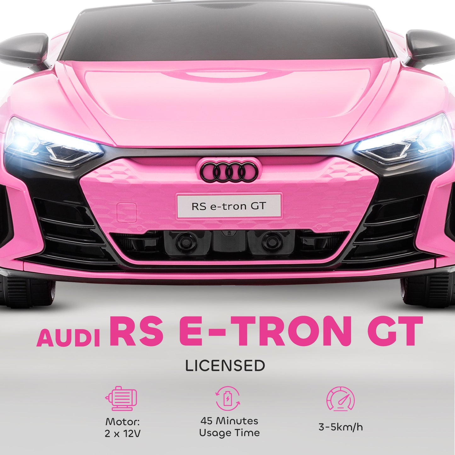 Audi RS e-tron GT Licensed 12V Kids Electric Ride on W/ Remote, Pink