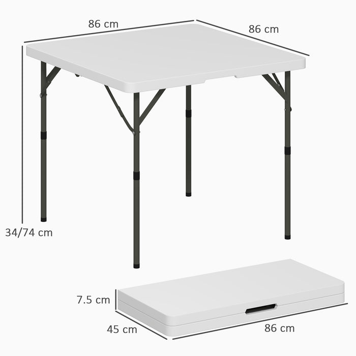 3ft Folding Camping Table with 2 Adjustable Height, White