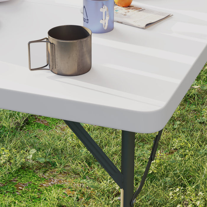 3ft Folding Camping Table with 2 Adjustable Height, White