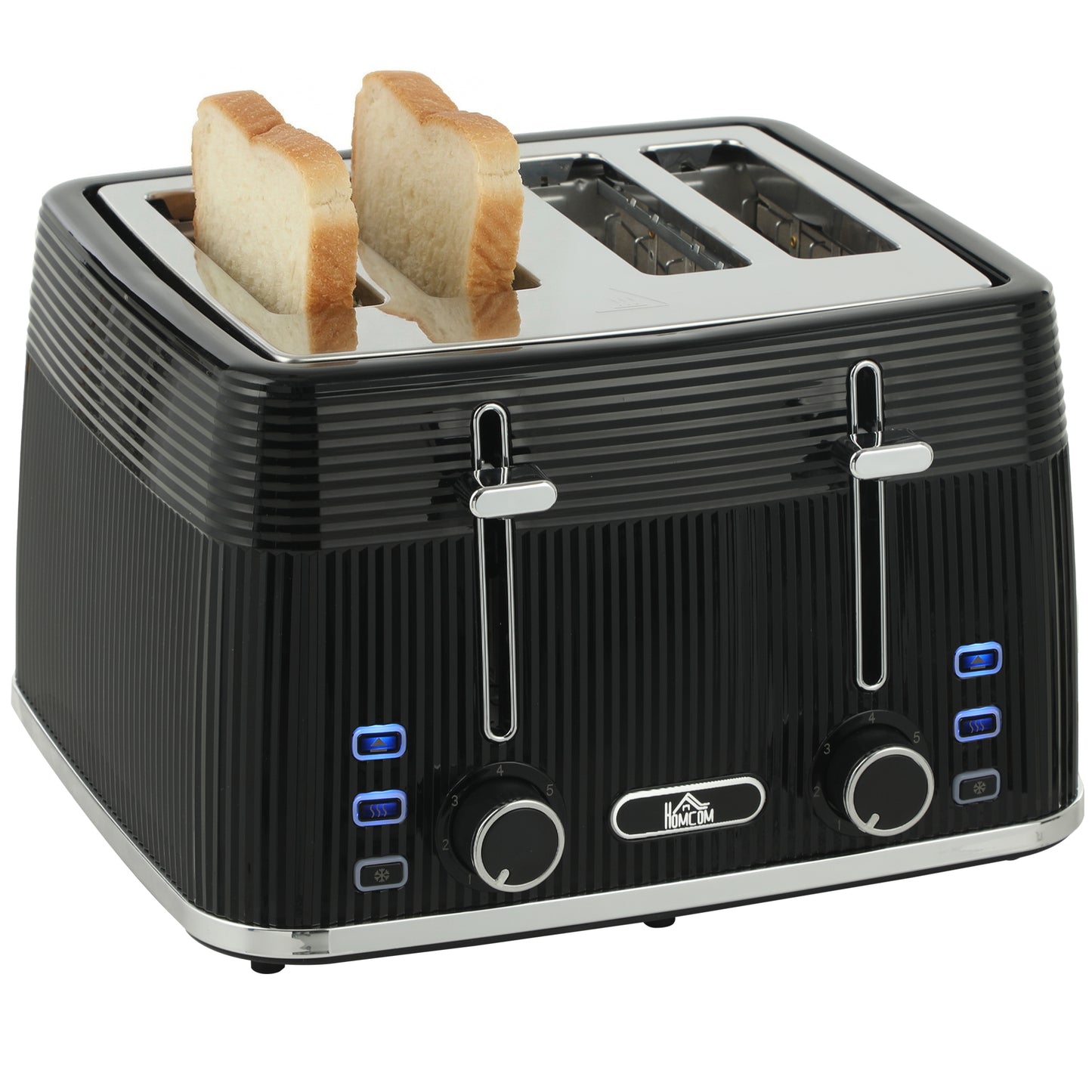 4 Slice Toaster with 7 Browning Levels, Reheat/Defrost/Cancel Functions, Self-centring Function, Electric Toaster with Removable Crumb Tray, 1860W, Black