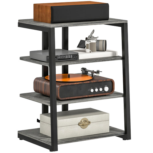 HiFi Rack Stand w/ 4-Tier Record Player Stand Dark Grey