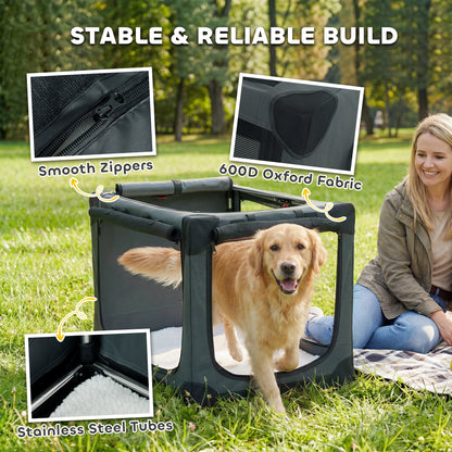 Collapsible Dog Crate Portable Pet Travel Carrier 90 x 64 x 64 cm