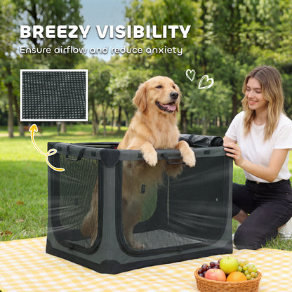 Collapsible Dog Crate Portable Pet Travel Carrier 90 x 64 x 64 cm