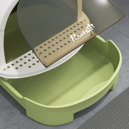 Cat Litter Tray w/ Lid, Enclosed Cat Litter Box w/ Pull-Out Drawer