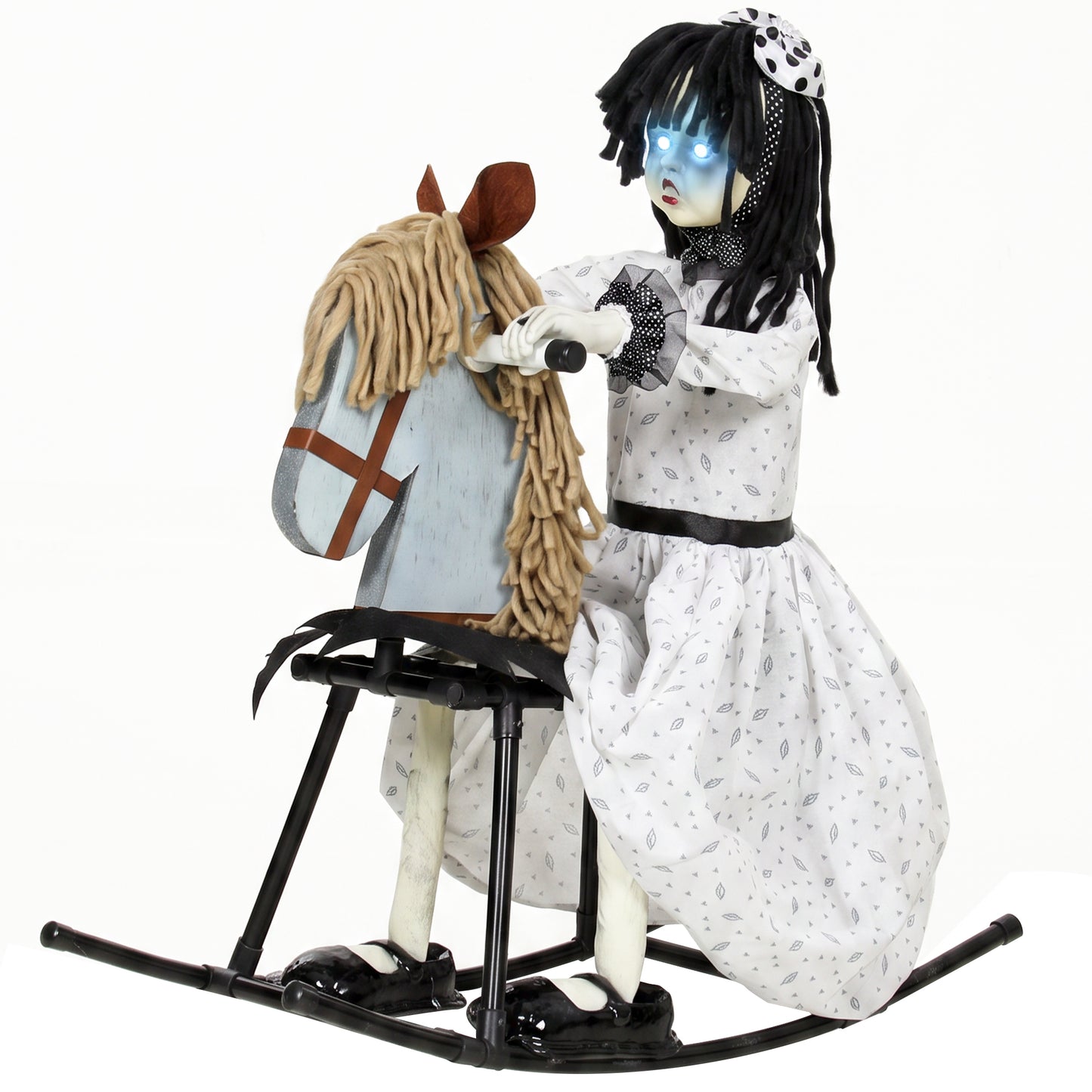 Animated Halloween Girl Riding Horse for Indoor, Covered Outdoor