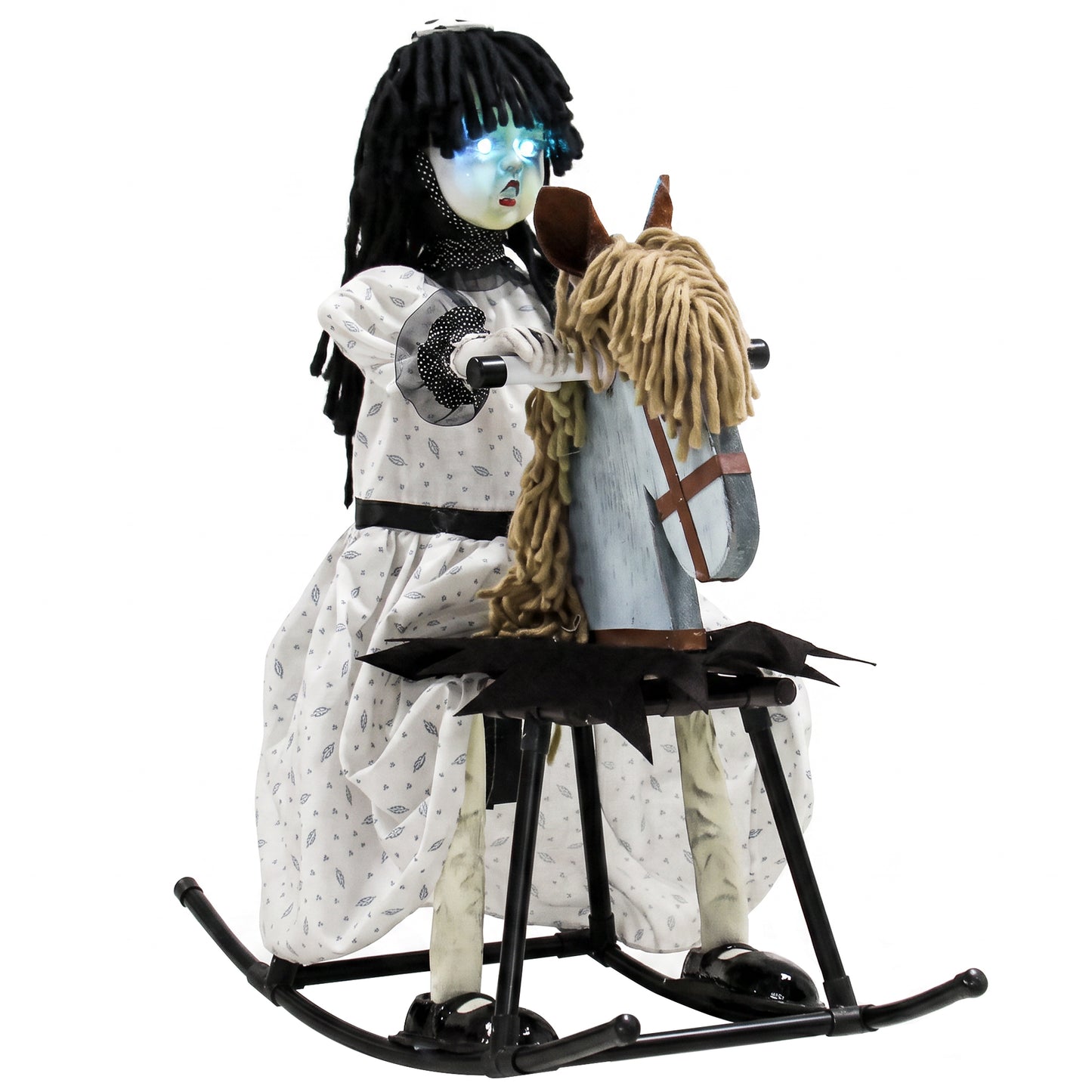 Animated Halloween Girl Riding Horse for Indoor, Covered Outdoor