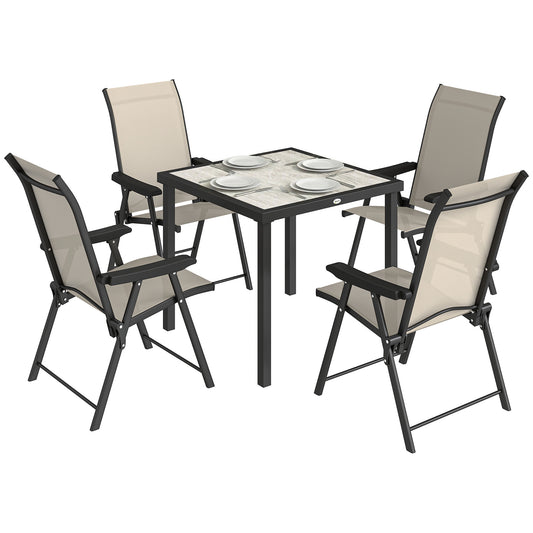 5 Pieces Outdoor Dining Set, Garden Dining Set for 4, Brown