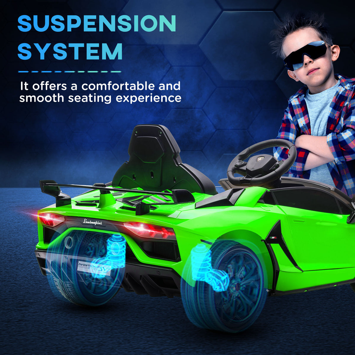Lamborghini Aventador Licensed 12V Kids Electric Ride On Car - Green