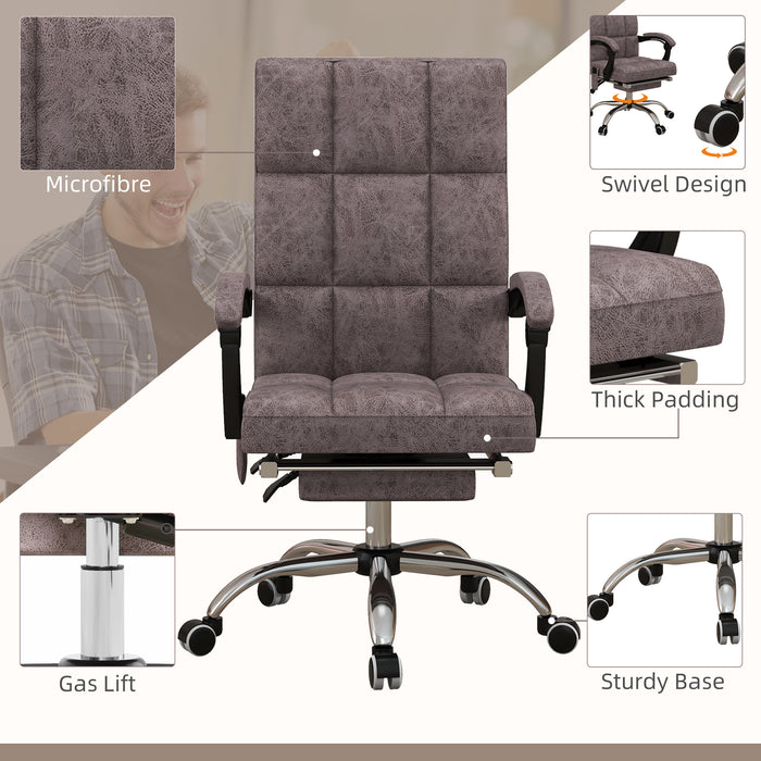 Executive Vibration Massage Office Chair, Microfibre Computer Chair with Armrest, 135¬¨‚àû Reclining Back, Charcoal Grey