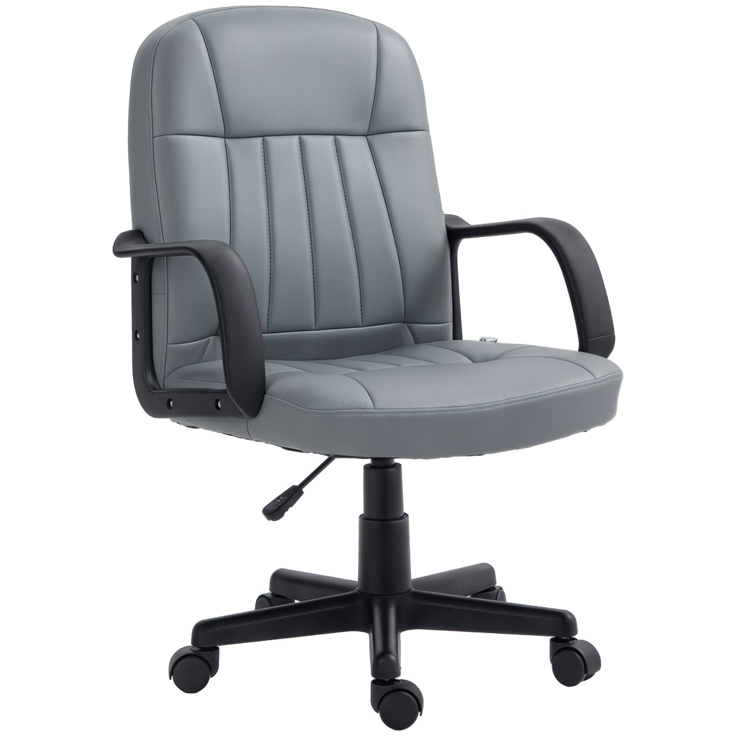 PU Leather Office Chair Swivel Home Mid-Back Computer Desk Chair, Grey