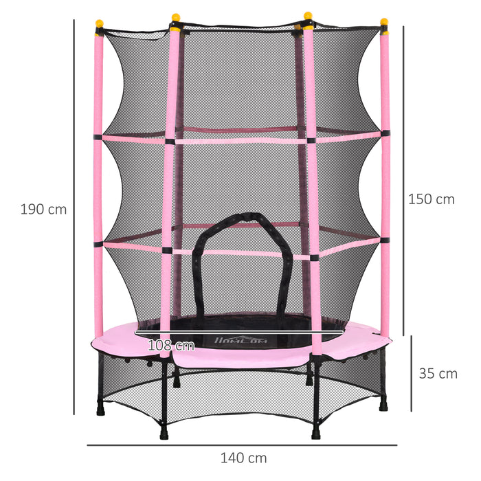 4.6FT/75" Kids Trampoline with Safety Enclosure, Indoor Outdoor, Pink