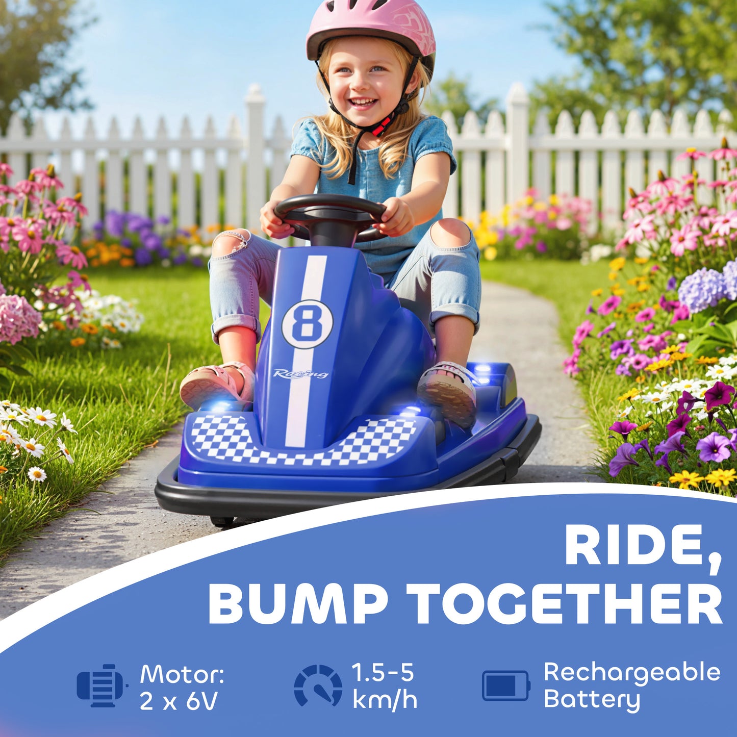 Electric Kids Bumper Car with 360 Degree Rotation Spin, Blue