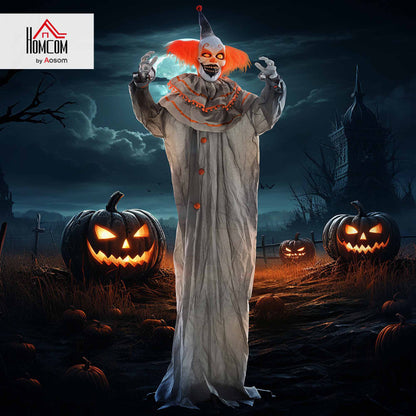 Halloween Clown Animatronic Prop with Light Up Eyes, for Indoor Outdoor