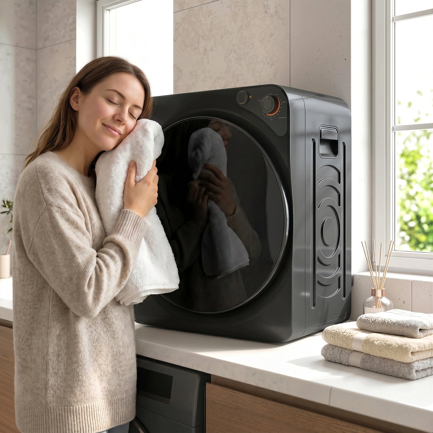 5kg Vented Tumble Dryer, 1000W Compact Tumble Dryer with 5 Drying Modes, Stainless Steel Tub, Freestanding Stackable Clothes Drying Machine, Black
