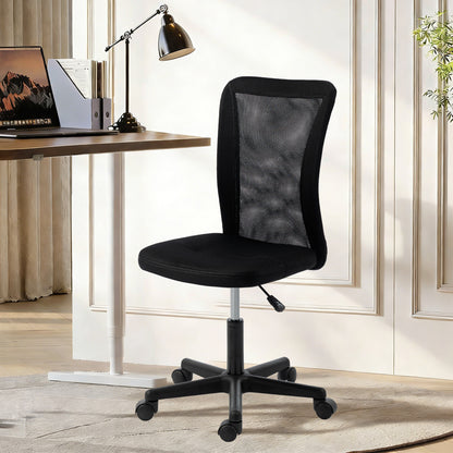 Vinsetto Armless Office Chair, Swivel Desk Chair w/ Adjustable Height, Black