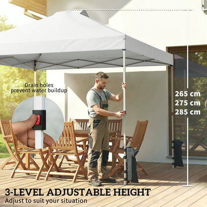 Pop Up Canopy Waterproof Height Adjustable 3 x 3 (m) White