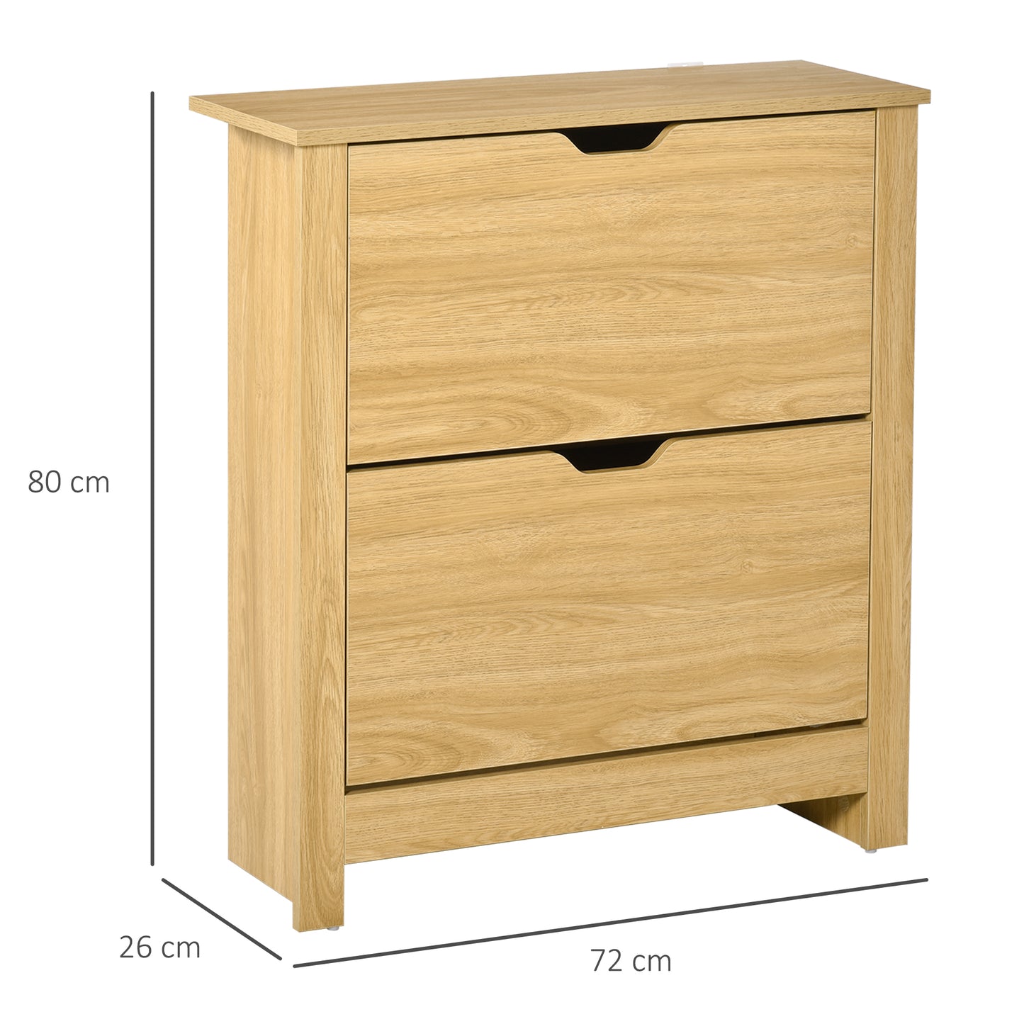 12-Shoe Storage Cabinet 4 Shelves 2 Drawers Tabletop 4 Legs Modern Brown