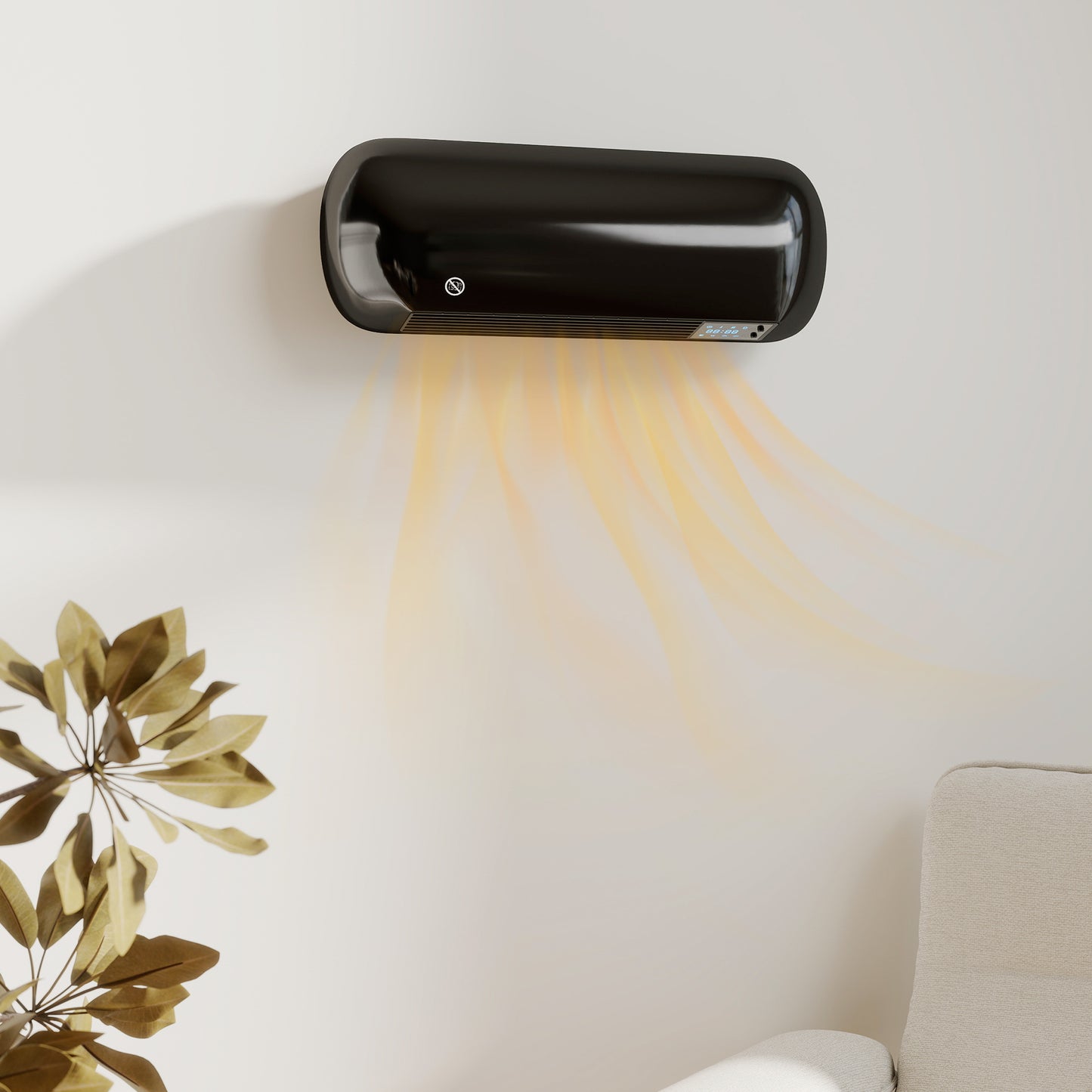 Ceramic Electric Heater 2000W with Fan, Wall Mounted, Black