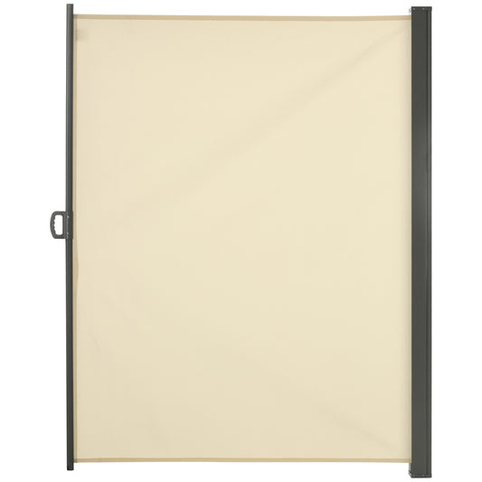 3 x 2m Retractable Sun Side Awning Screen Fence Patio Garden Wall Balcony Screening Panel Outdoor Blind Privacy Divider, Cream