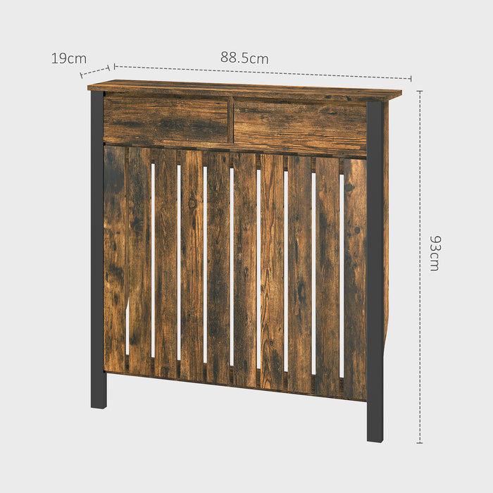 Small Radiator Cover with Drawer and Vertical Slats 88.5 x 19 x 93cm