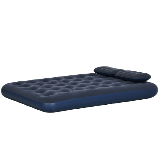 Inflatable Queen Size Air Bed, with Built-In Hand Pump - Blue