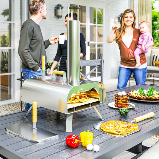 Portable Wood Pellet Pizza Oven with Foldable Legs 12 Inch Stone