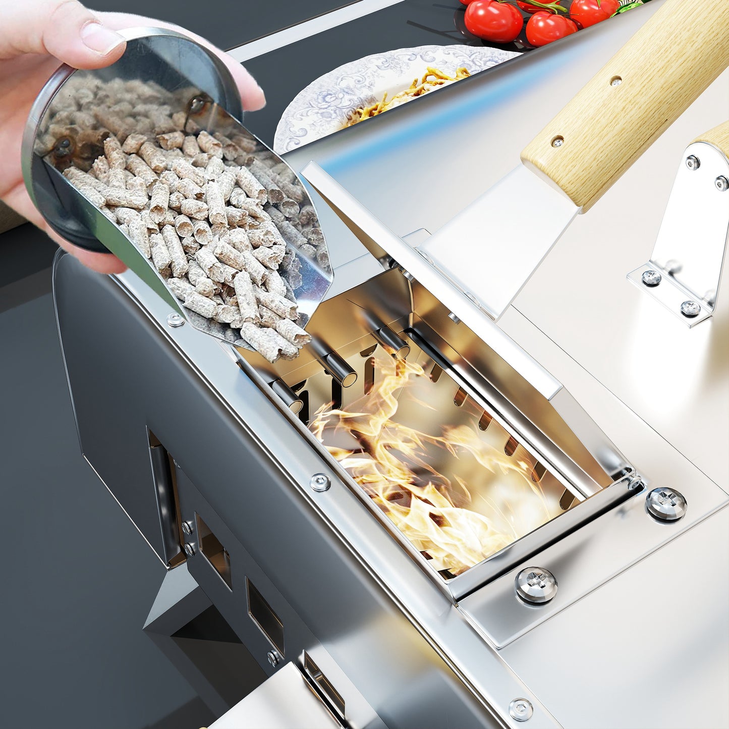 Portable Wood Pellet Pizza Oven with Foldable Legs 12 Inch Stone