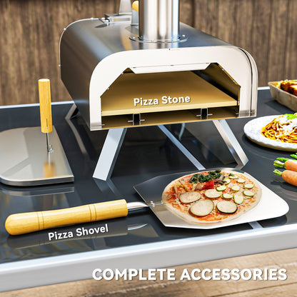 Portable Wood Pellet Pizza Oven with Foldable Legs 12 Inch Stone
