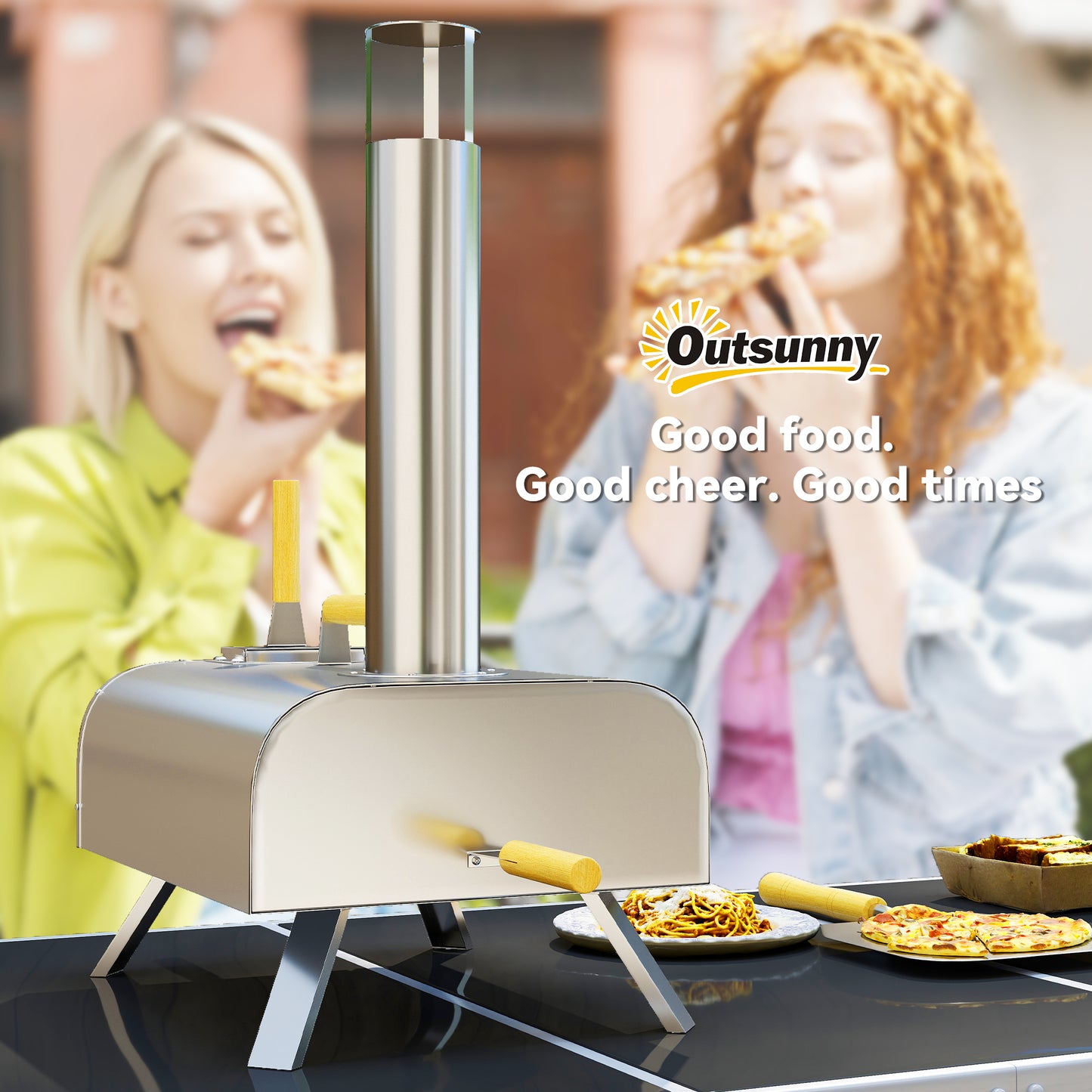 Portable Wood Pellet Pizza Oven with Foldable Legs 12 Inch Stone